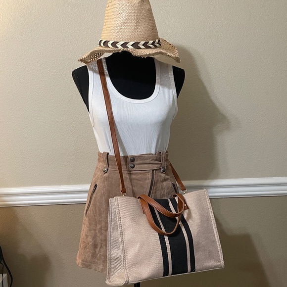 Canvas Wide Stripe Tote Bag - Picture 10 of 10